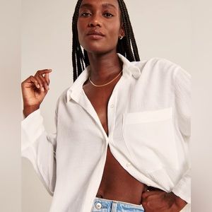 A & F Oversized Crinkle Rayon Textured Shirt - Size XS